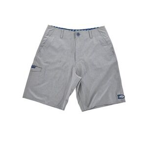 AFTCO Mens 30 Fishing Shorts Gray Technical Performance Stretch Hiking Pockets